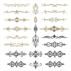 Naklejka premium Calligraphy dividers. Decorative text borders and flourish swirls, elegant romantic curves for wedding invitation card and greeting message.