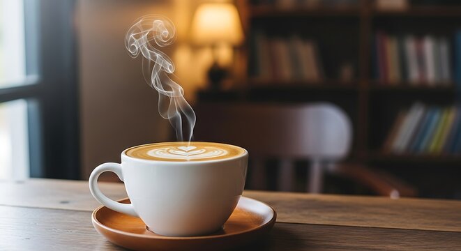 Invigorating coffee break with exquisite latte art and serene ambience
