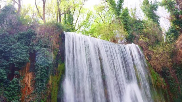 Cola de caballo waterfall in monasterio de piedra natural park