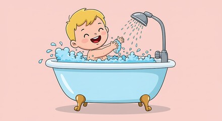Child playing in bathtub