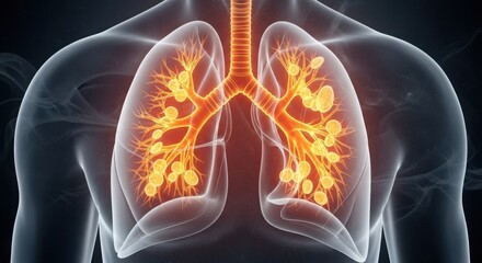 Human lungs anatomy illustration for medical purposes