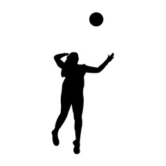 Black vector silhouette illustration of an athlete playing volleyball