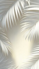 Fototapeta premium Elegant composition of white palm leaves creating a tropical and minimalist aesthetic against a light, neutral background in vertical format.