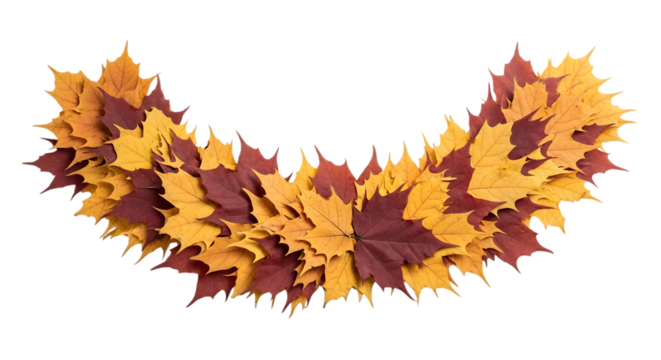 Colorful autumn leaf garland decoration isolated on transparent background - Powered by Adobe