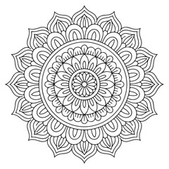 Mandala design black and white background decorative abstract illustration

