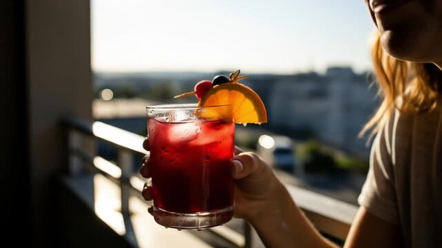 Refreshing summer drink on the balcony