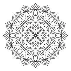 Mandala design black and white background decorative abstract illustration
