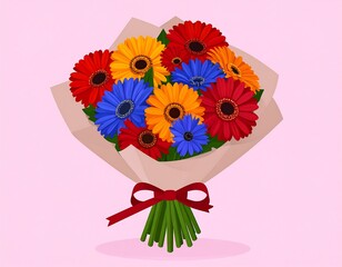 Vibrant flower bouquet arrangement in pastel colors