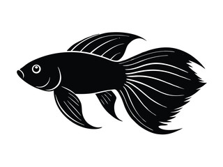 betta fish vector icon in bold style on black color and white background.