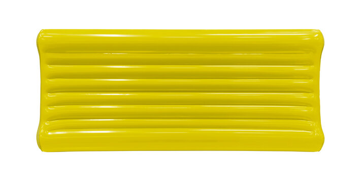 Top view Yellow Inflatable pool raft Use it to lie down and float in the swimming pool isolated