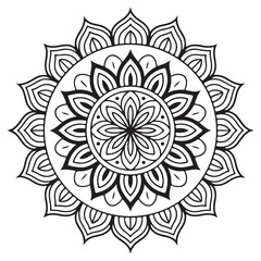 Mandala design black and white background decorative abstract illustration
