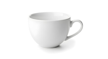 White Ceramic Teacup on White Background