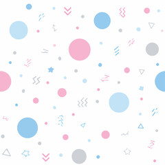 パステルカラーのドットと幾何学模様が散りばめられた、可愛らしくてシンプルなベクター背景