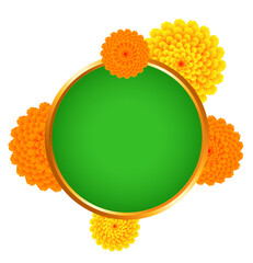 yellow flower with green frame with golden border festive decorative element