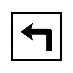 Left Turn Traffic Icon Vector Black White Left Turn Traffic Icon Vector Black White | Road Direction Symbol | Minimalist Navigation Arrow | Monochrome Road Safety Sign