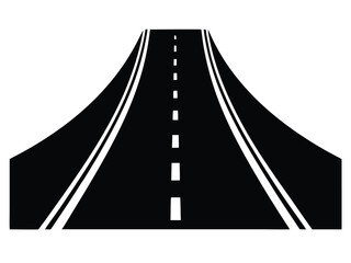 highway vector icon in bold style on black color and white background.