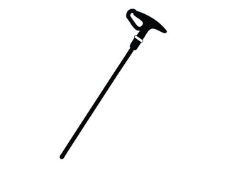 hiking stick vector icon in bold style on black color and white background.