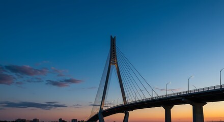 Obraz premium Cable stayed bridge sunset