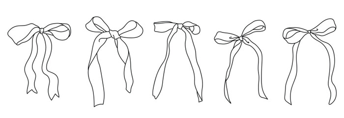 Hand drawn big bow collection vector line art