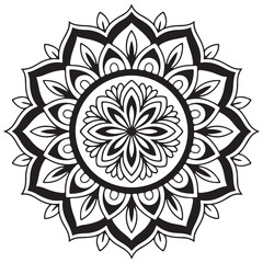 Mandala design black and white background decorative abstract illustration
