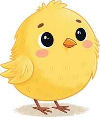 Cute yellow baby chick cartoon character illustration
