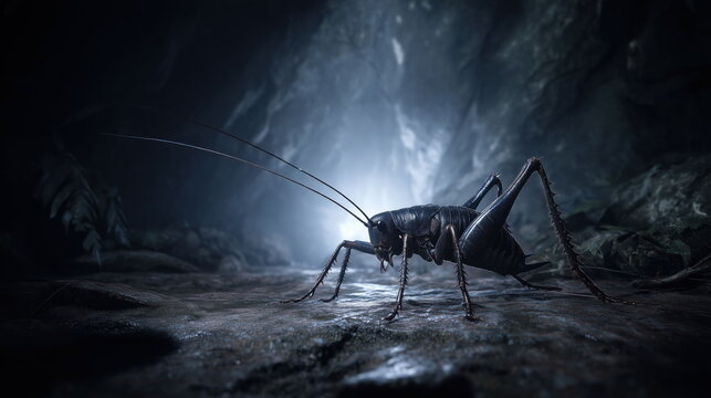 Giant Cave Cricket on Damp Cavern Floor Nature Desktop Wallpaper Background Image