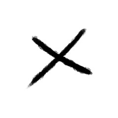 Hand drawn cross mark isolated on transparent background for disapproval concept