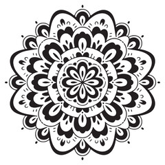 Mandala design black and white background decorative abstract illustration
