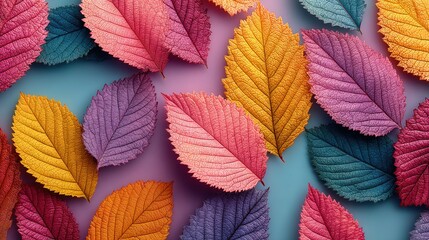 Fototapeta premium Creative Layout of Colorful Autumn Leaves. Artistic and Seasonal Arrangement for Fall Decorations.