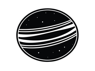 jupiter planet vector icon in bold style on black color and white background.