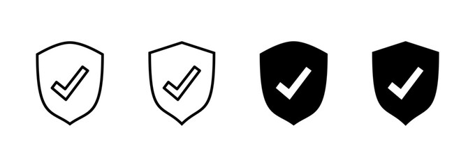 Shield check mark icon vector. Protection approve sign. Insurance icon