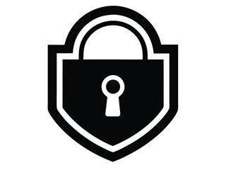 lock secure vector icon in bold style on black color and white background.