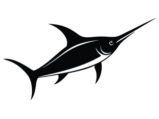 marlin vector icon in bold style on black color and white background.