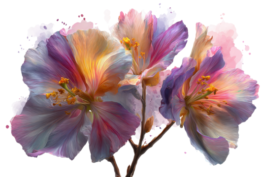 Vibrant pastel flowers artistic painting floral art botanical beauty isolated on a white background