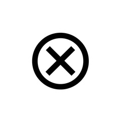 Fototapeta premium No Stopping Icon Black White | Traffic Restriction Vector | Minimalist Road Safety Symbol | Monochrome Circle Cross Sign