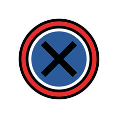Obraz premium No Stopping Icon Black White | Traffic Restriction Vector | Minimalist Road Safety Symbol | Monochrome Circle Cross Sign