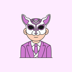 Man Rabbit Mask Avatar Vector Illustration