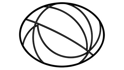 Ellipsoid shape with intersecting lines creating a complex geometric design in black and white outline on transparent background silhouette