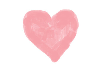 Pink heart on white background. Painted heart. Watercolor heart.