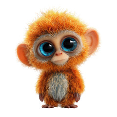 Adorable Orange Monkey Digitally Rendered Cute Big Eyes isolated on a white background