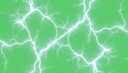 High-voltage electric energy background showcasing bright lightning bolts against a green backdrop, creating a dynamic visual impact.