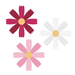 シンプルなコスモスの花の3色アイコン