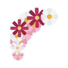 コスモスの花を丸く散らしたコーナー装飾素材・左側