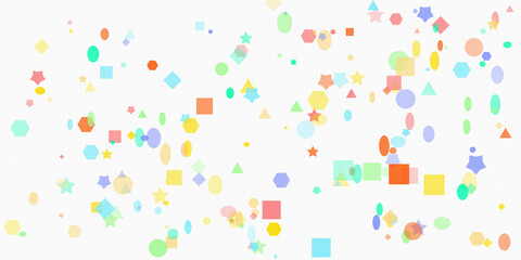 Abstract pattern of colorful geometric shapes on white background