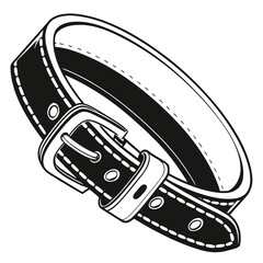 Black Leather Belt with Buckle Illustration