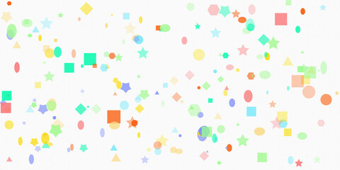 Abstract composition of colorful geometric shapes on white