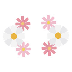 3色のコスモスの花のワンポイントイラスト素材