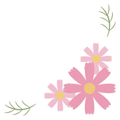 3色のコスモスの花のコーナー素材・右下