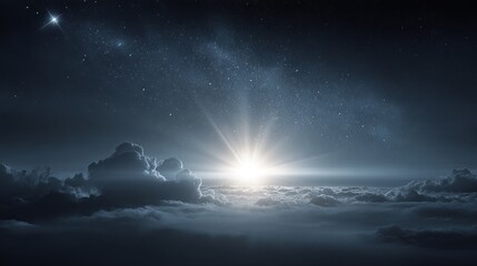 Radiant Milky Way in a Dreamy Night Sky with Shining Stars and a Touch of Dawn Light