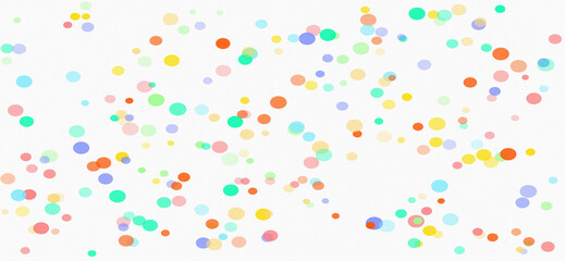 Scattered colorful dots on a white background
